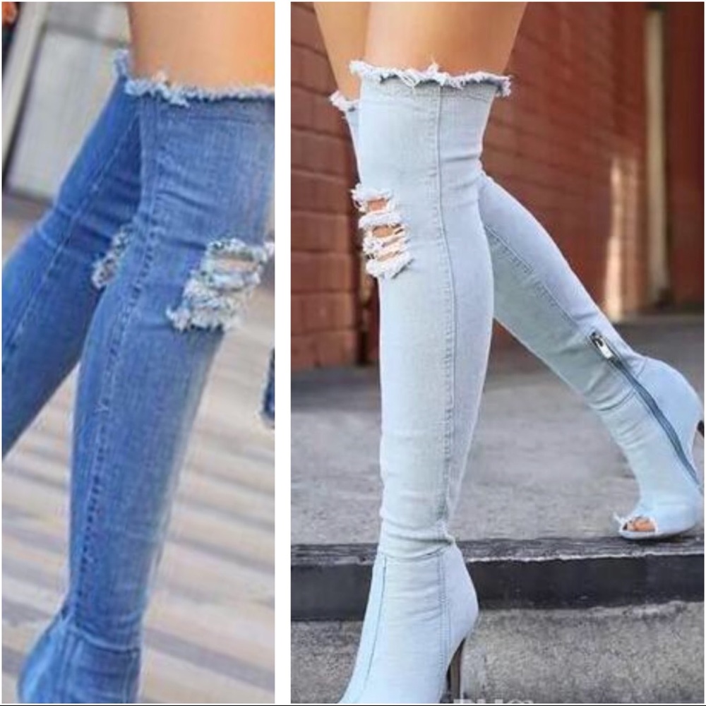 Denim boot